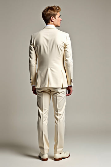 Costumes 2 pièces blancs à revers crantés pour hommes